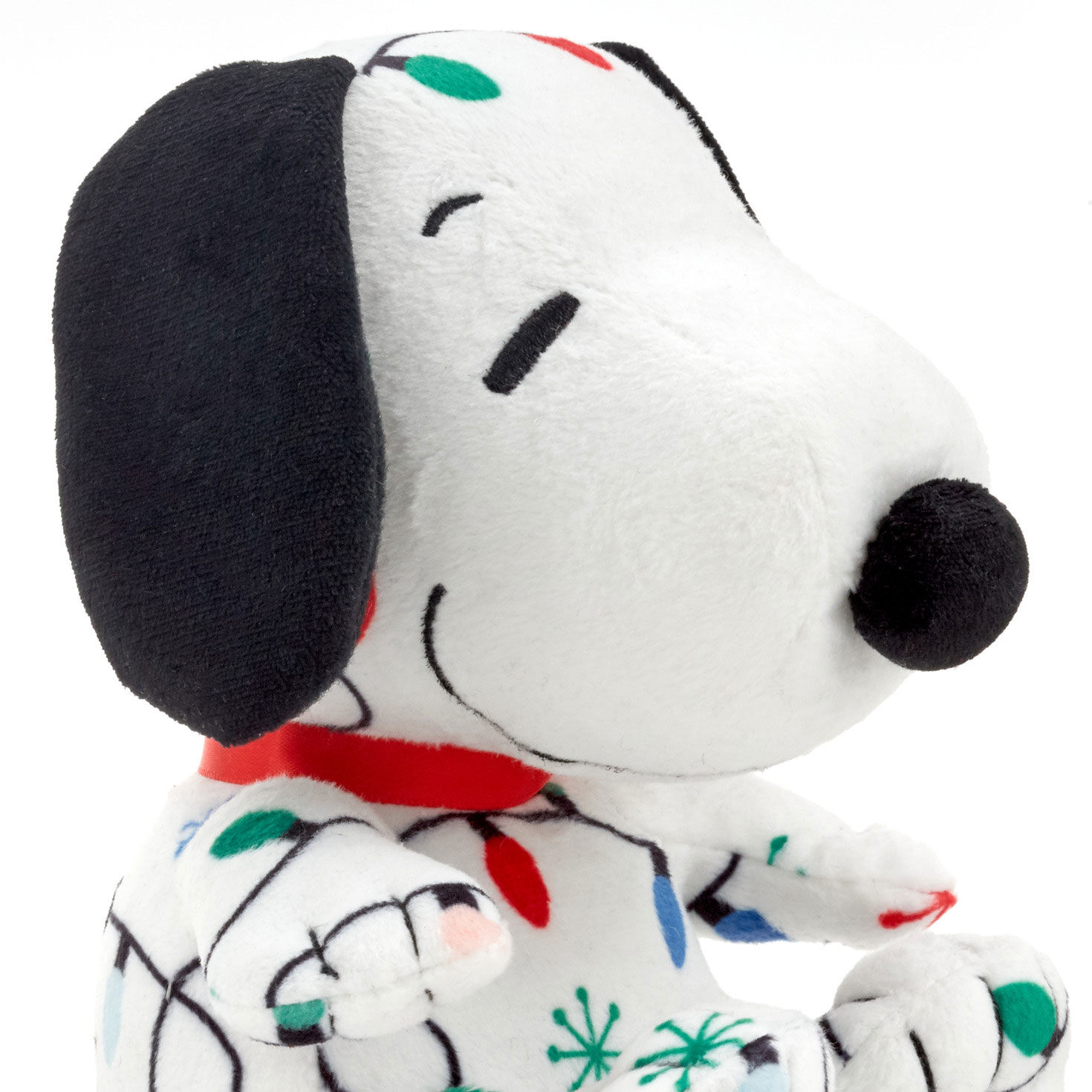 Peanuts Snoopy in Christmas Lights Print Fur upclose view side image number 4
