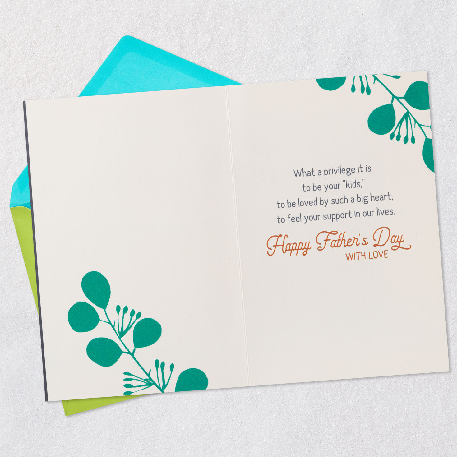 Colorful Leaves Dad Father's Day Card From Both Open card with envelope image number 3