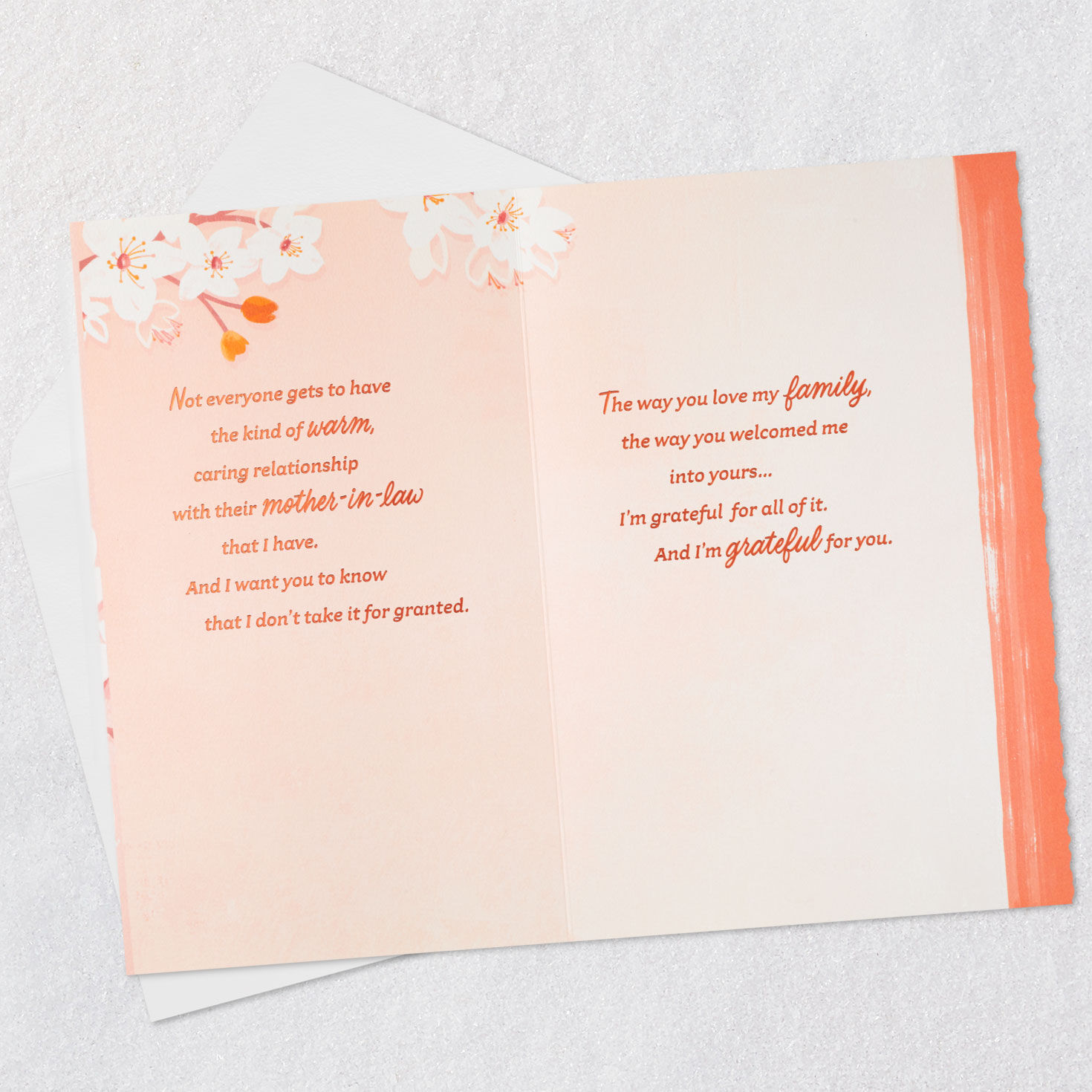Flowers on Pink Birthday Card for Mother-in-Law Open card with envelope image number 4