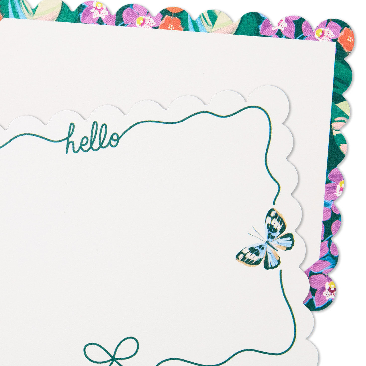 Floral and Hello Bow Flat Note Cards in Caddy upclose view image number 3
