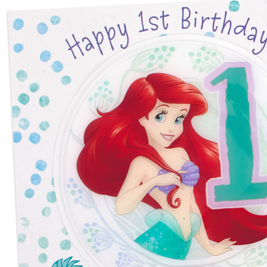 Disney The Little Mermaid 1st Birthday Card With Puffy Sticker