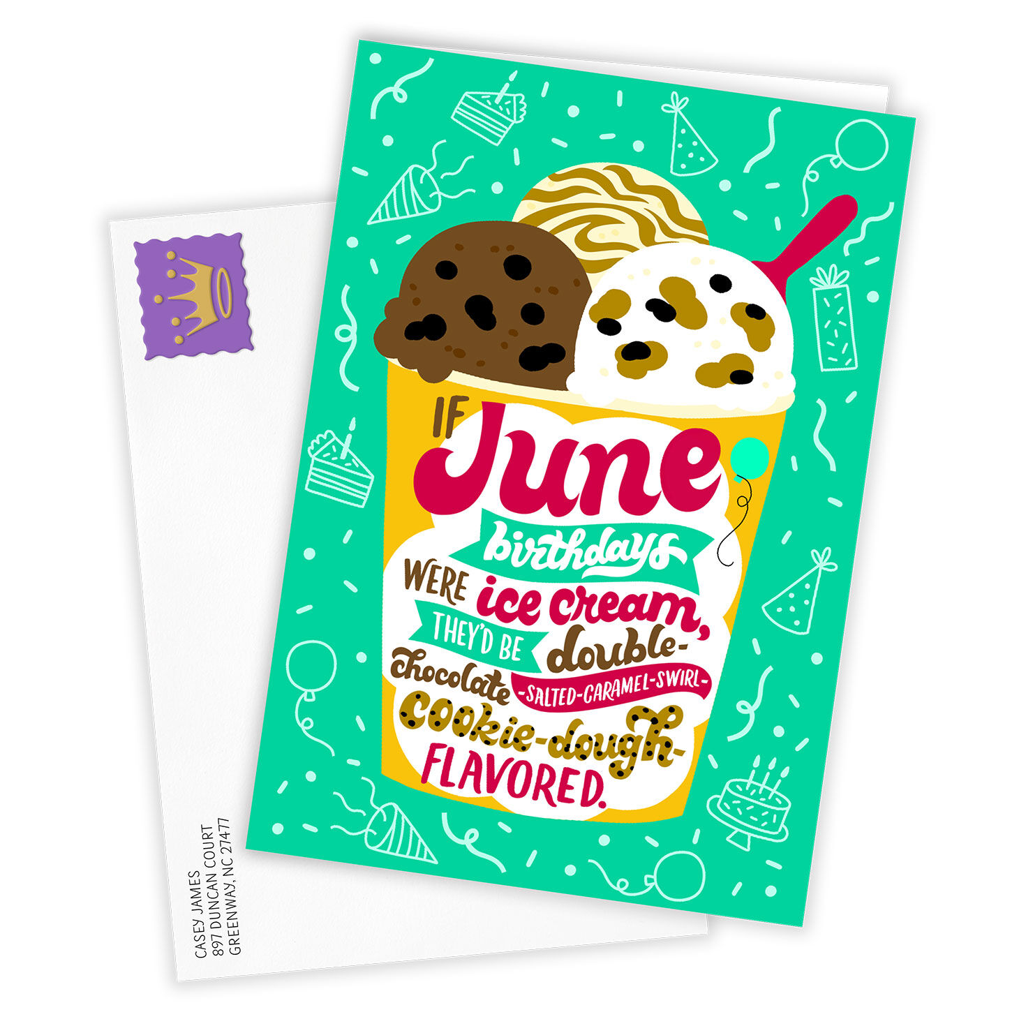 Cup of Ice Cream Personalized Birthday Card Card Front with Envelope image number 2