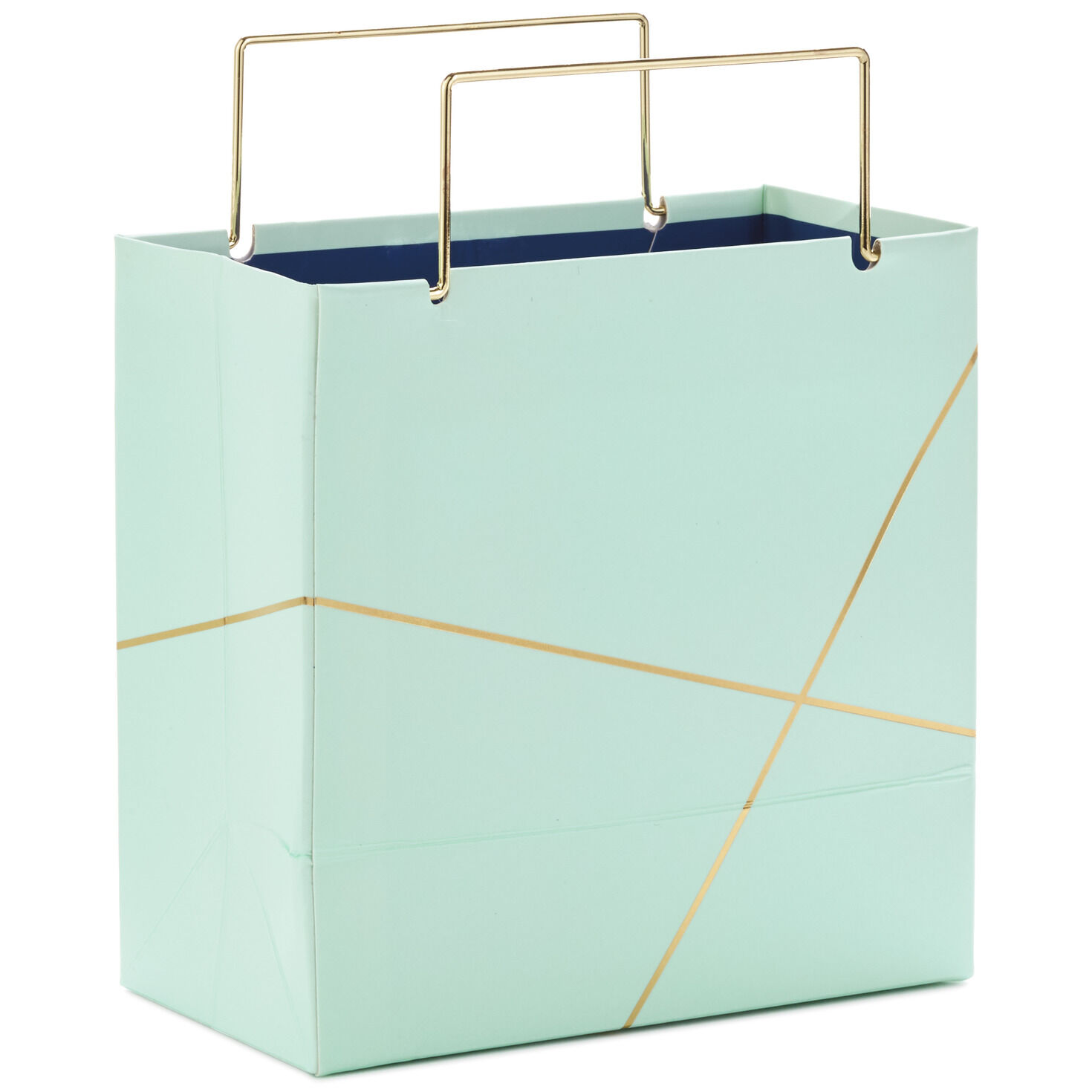 5.5" Mint Green With Gold Small Square Gift Bag, , large image number 5