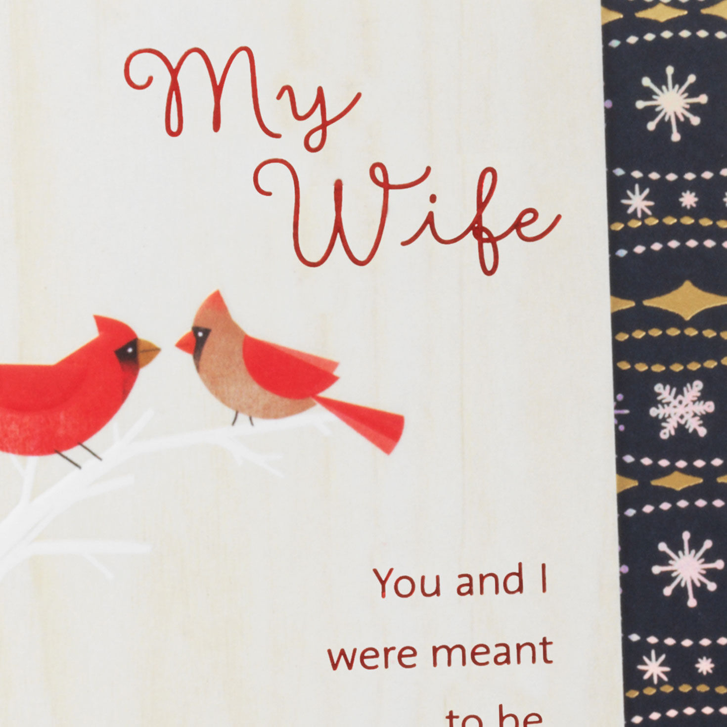Two Cardinals on Tree Christmas Card for Wife Card Front Detail image number 4