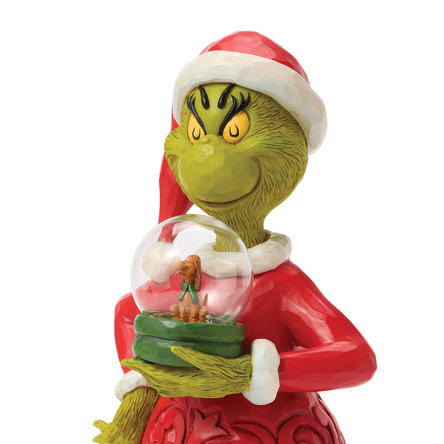 Jim Shore Grinch With Snow Globe Statue upclose view image number 5