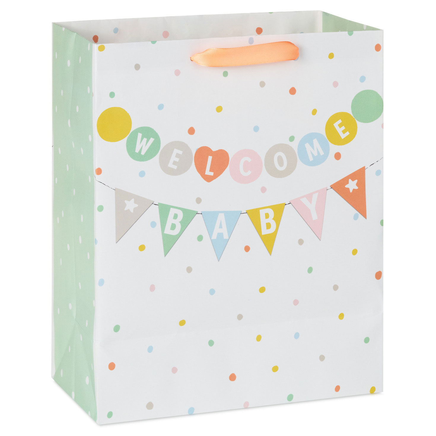 Welcome Baby Banner With Polka Dots Large Gift Bag Back image number 6