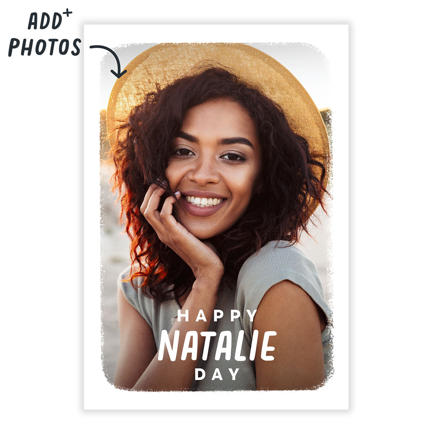 Personalized White Outline Any Occasion Photo Card  image number 2