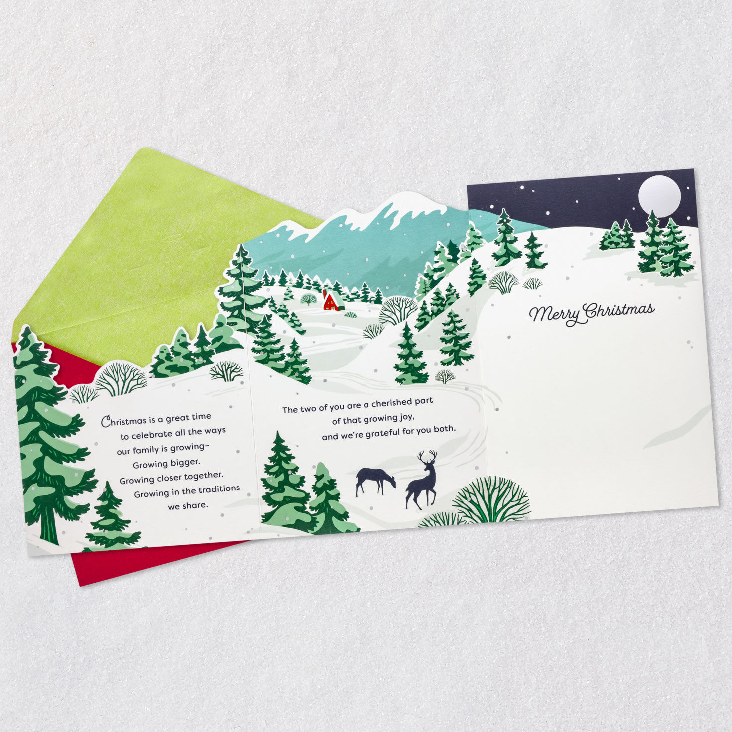 Winter Wonderland Christmas Card for Daughter and Husband Open card with envelope image number 5