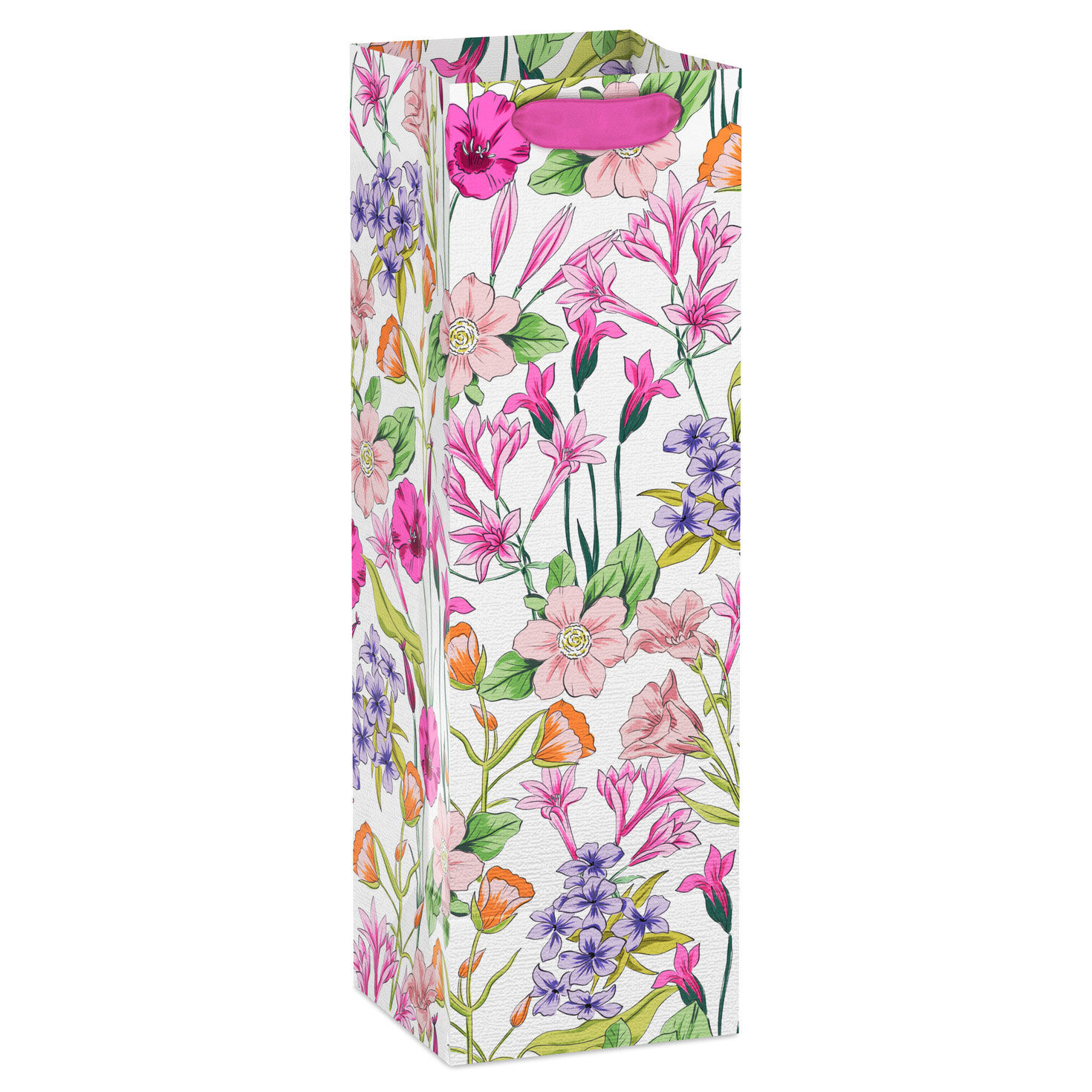 Pink and Purple Flower Illustrations Wine Bag back image number 6