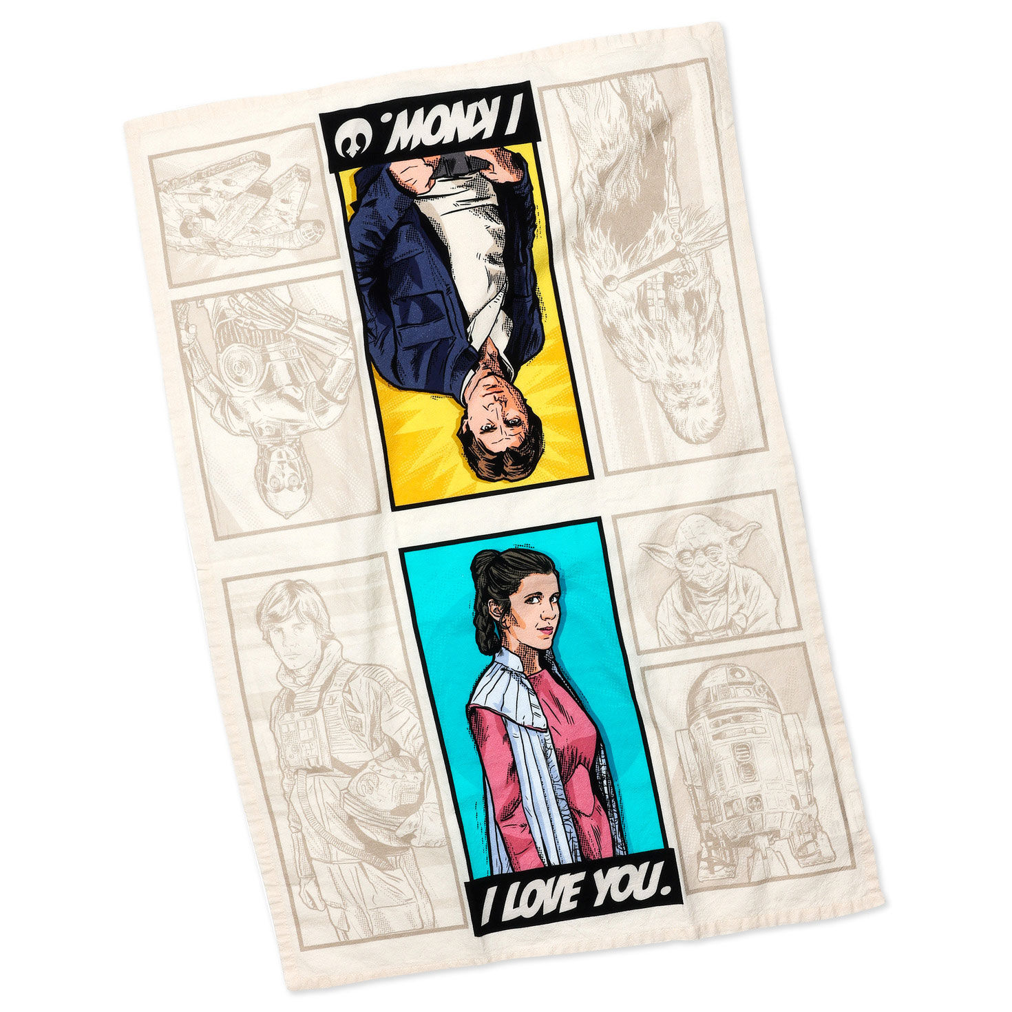 Star Wars Han and Leia Illustrated Tea Towel front flat image number 2