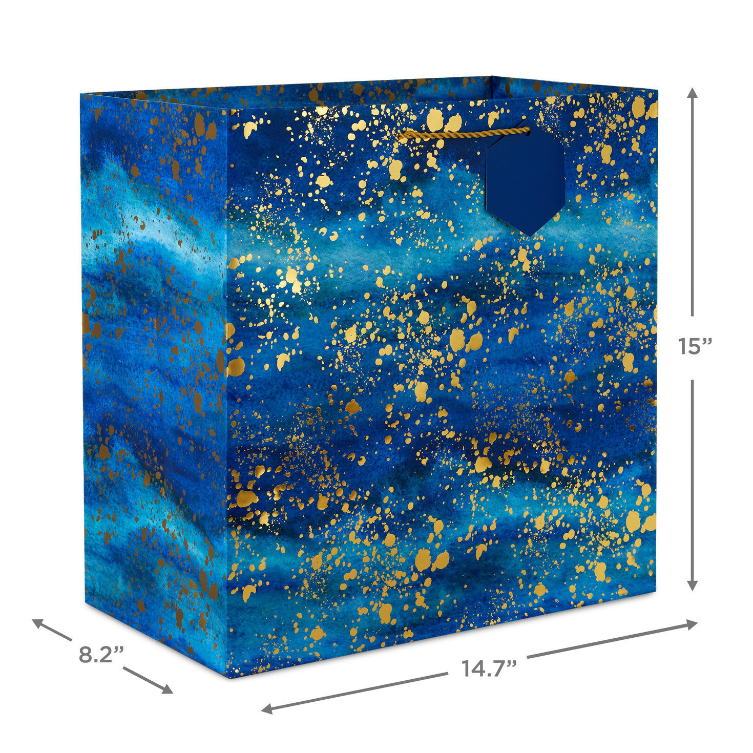 15" Gold Splatter on Navy Blue Extra-Deep Gift Bag for only USD 5.99 | Hallmark