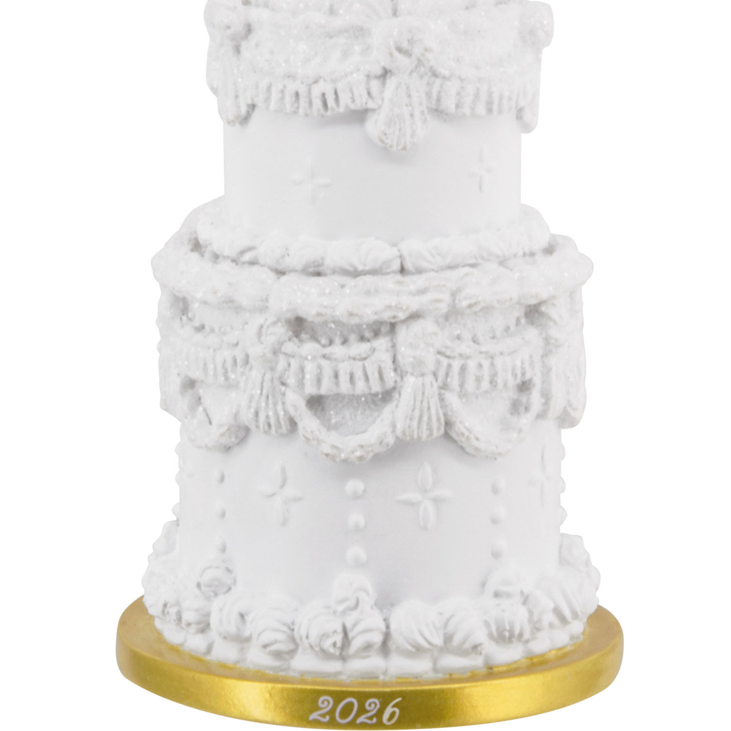 Fancy White Wedding Cake 2026 Christmas Ornament closeup view image number 5