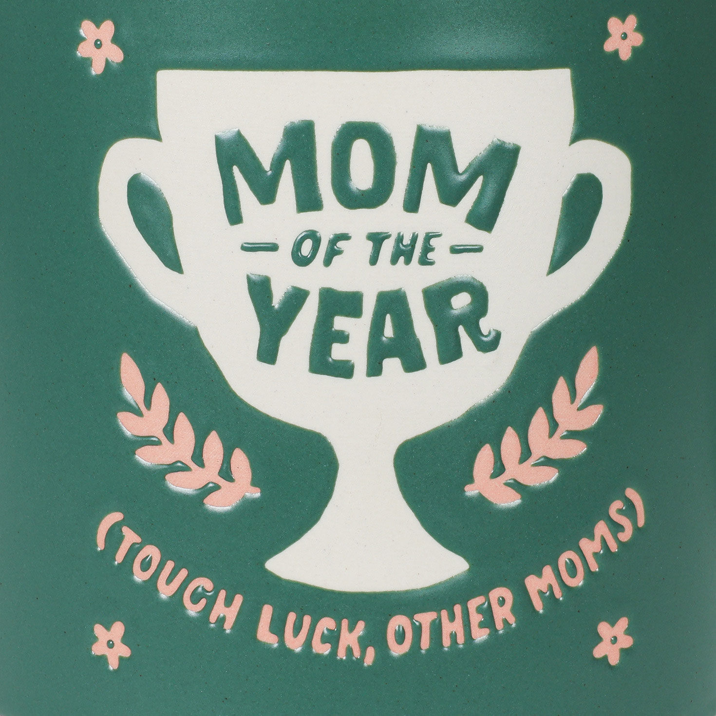 Mom of the Year Trophy Green Mug upclose view image number 4