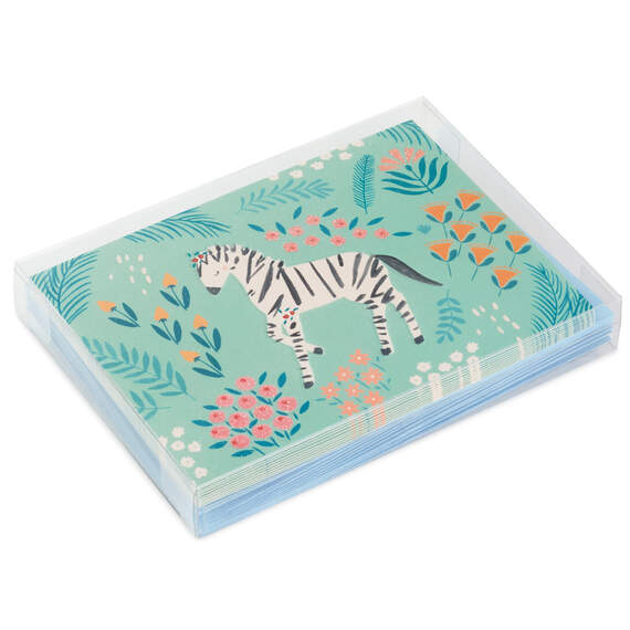 Zebra and Flowers Blank Note Cards, Pack of 10, , large image number 1
