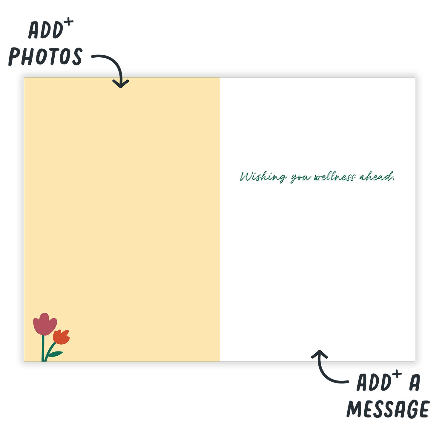 Flowers With Bandage Personalized Get Well Card Open Card indicating personalization image number 3