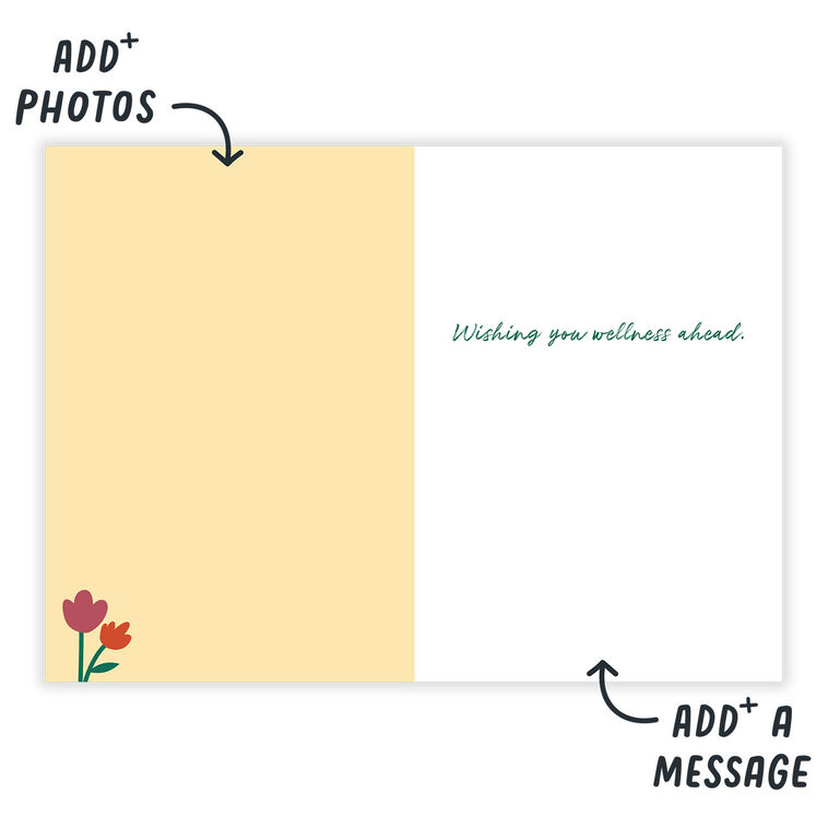 Flowers With Bandage Personalized Get Well Card Open Card indicating personalization image number 3