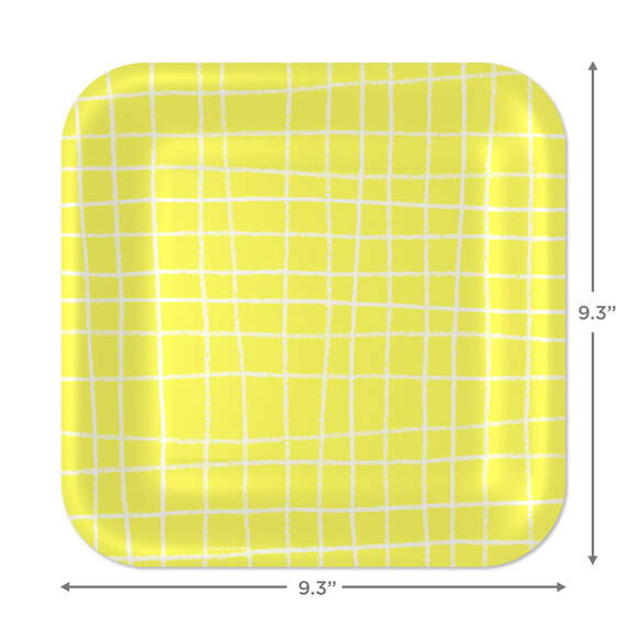 Yellow Grid Square Dinner Plates, Set of 8, , large image number 3