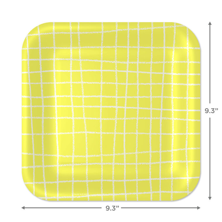 Yellow Grid Square Dinner Plates, Set of 8, , large image number 3