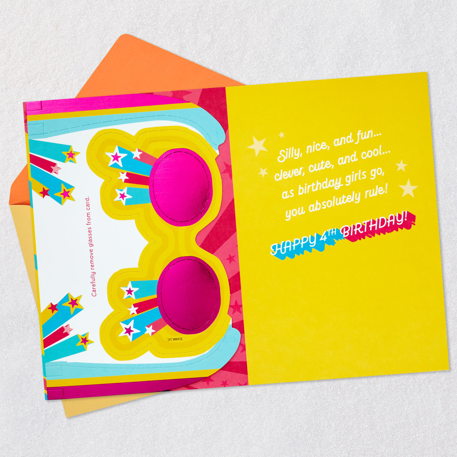 Girl, You Rule 4th Birthday Card With Wearable Sunglasses, , large image number 3