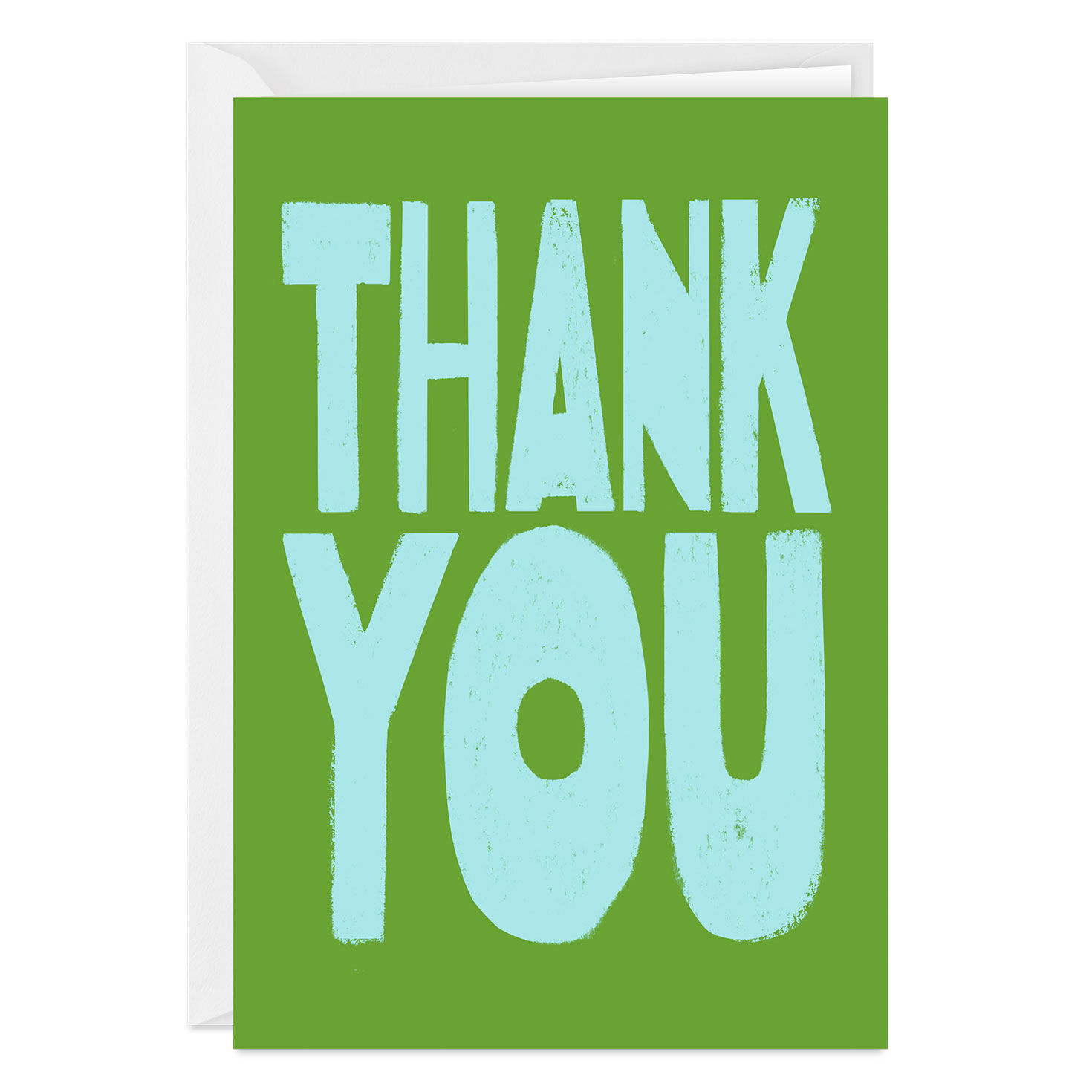 Blue Lettering on Green Custom Thank-You Card, , large image number 1
