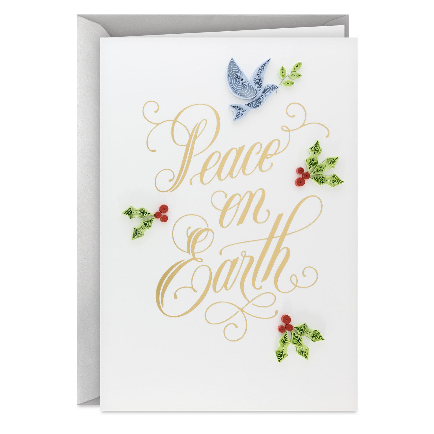 Peace on Earth Dove Quilled Paper Handmade Christmas Card