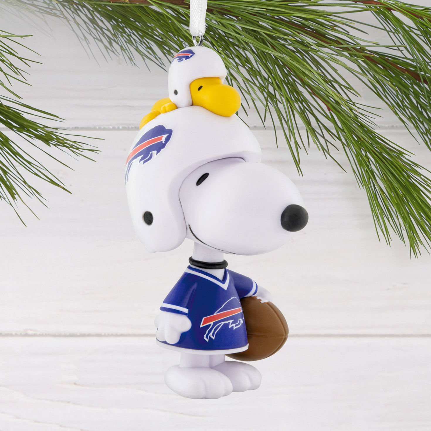 Snoopy Buffalo Bills Christmas Ornament hanging on tree image number 2