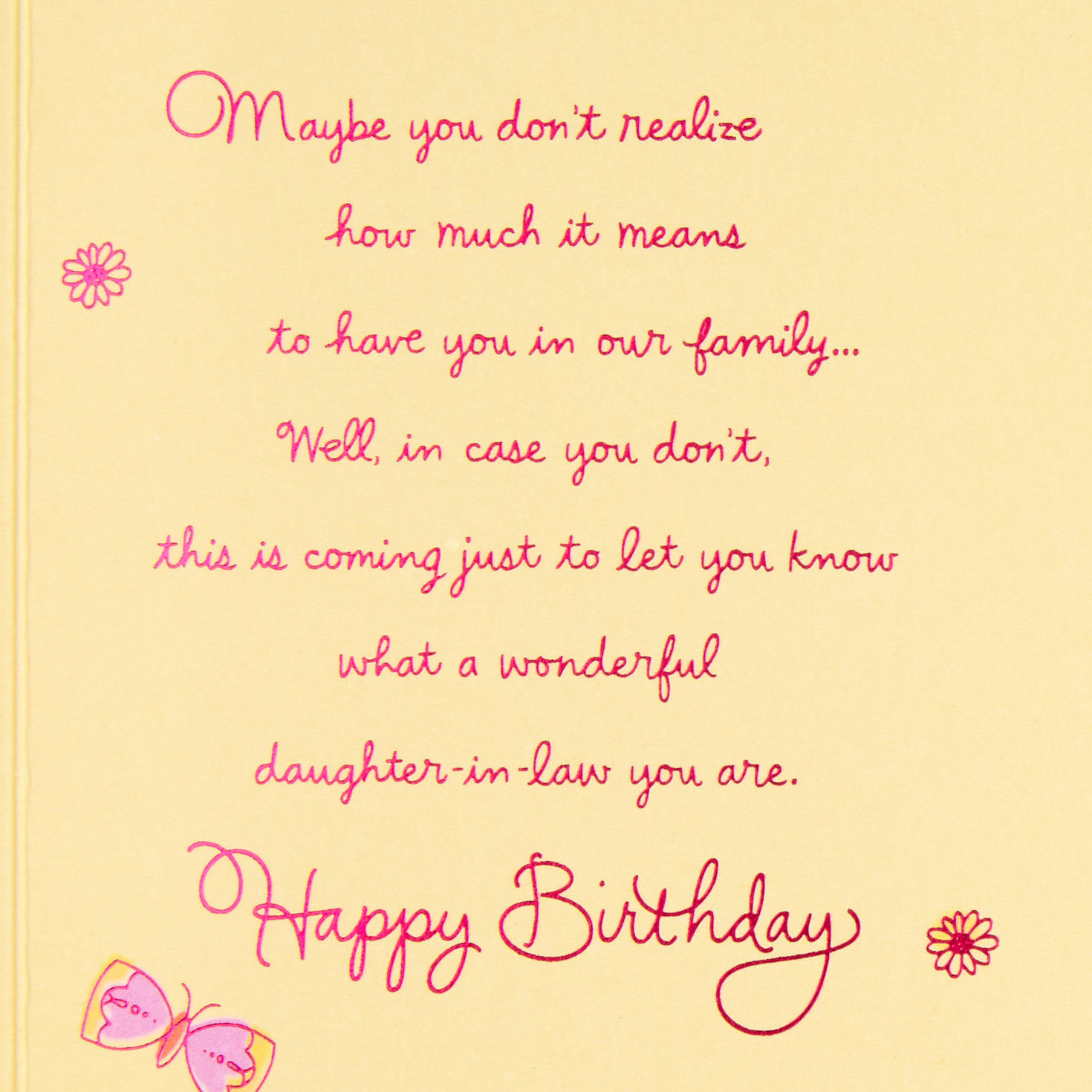Butterfly and Flowers Daughter-in-Law Birthday Card Sentiment image number 4