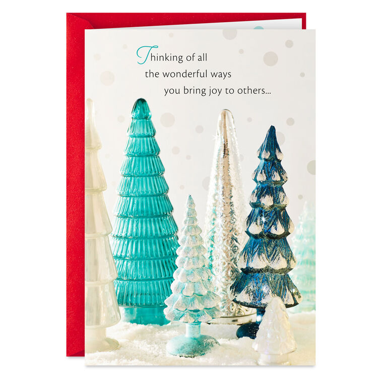 Blue Glass Tree Decorations Christmas Card Card Front image number 1