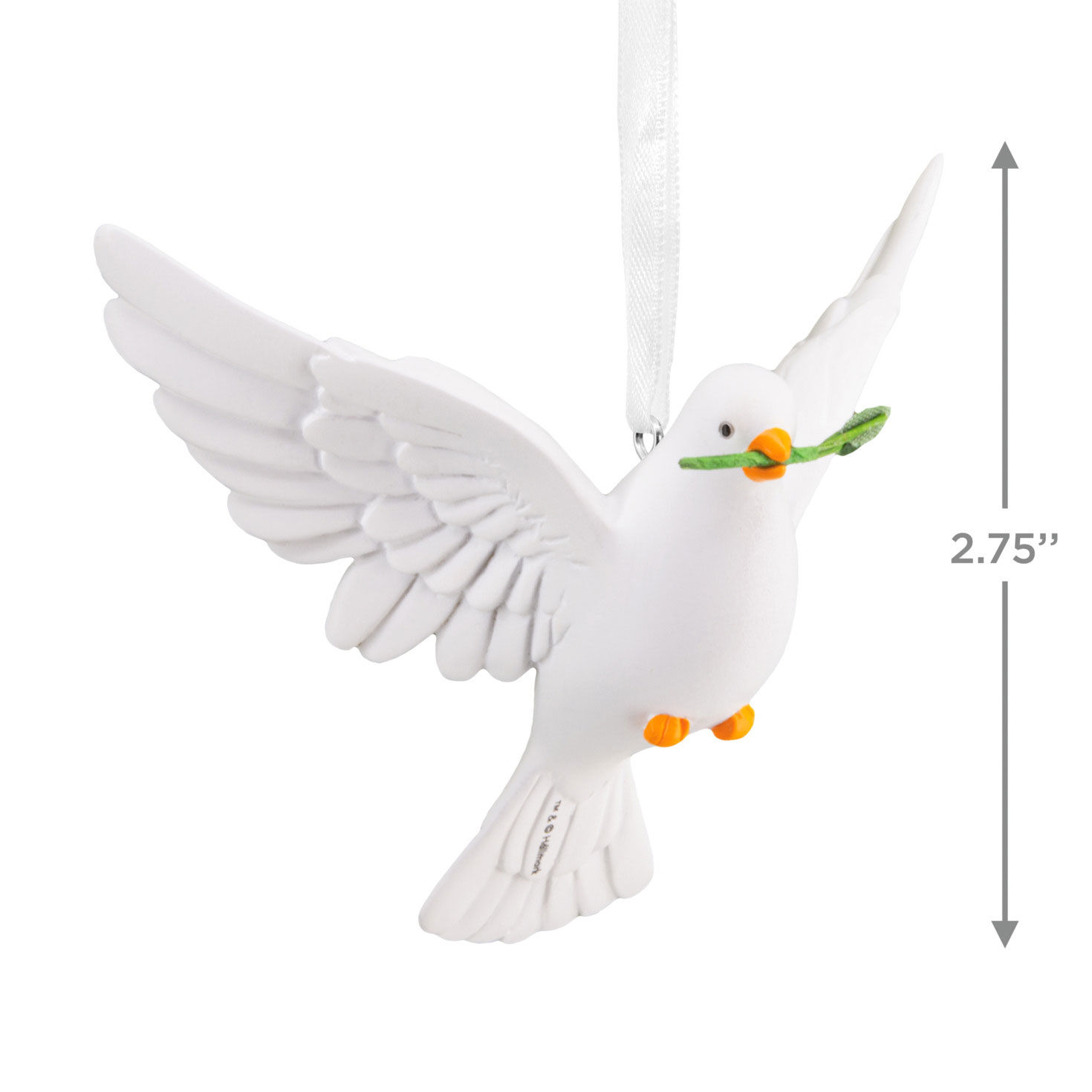 White Dove Christmas Ornament Measurement image number 3