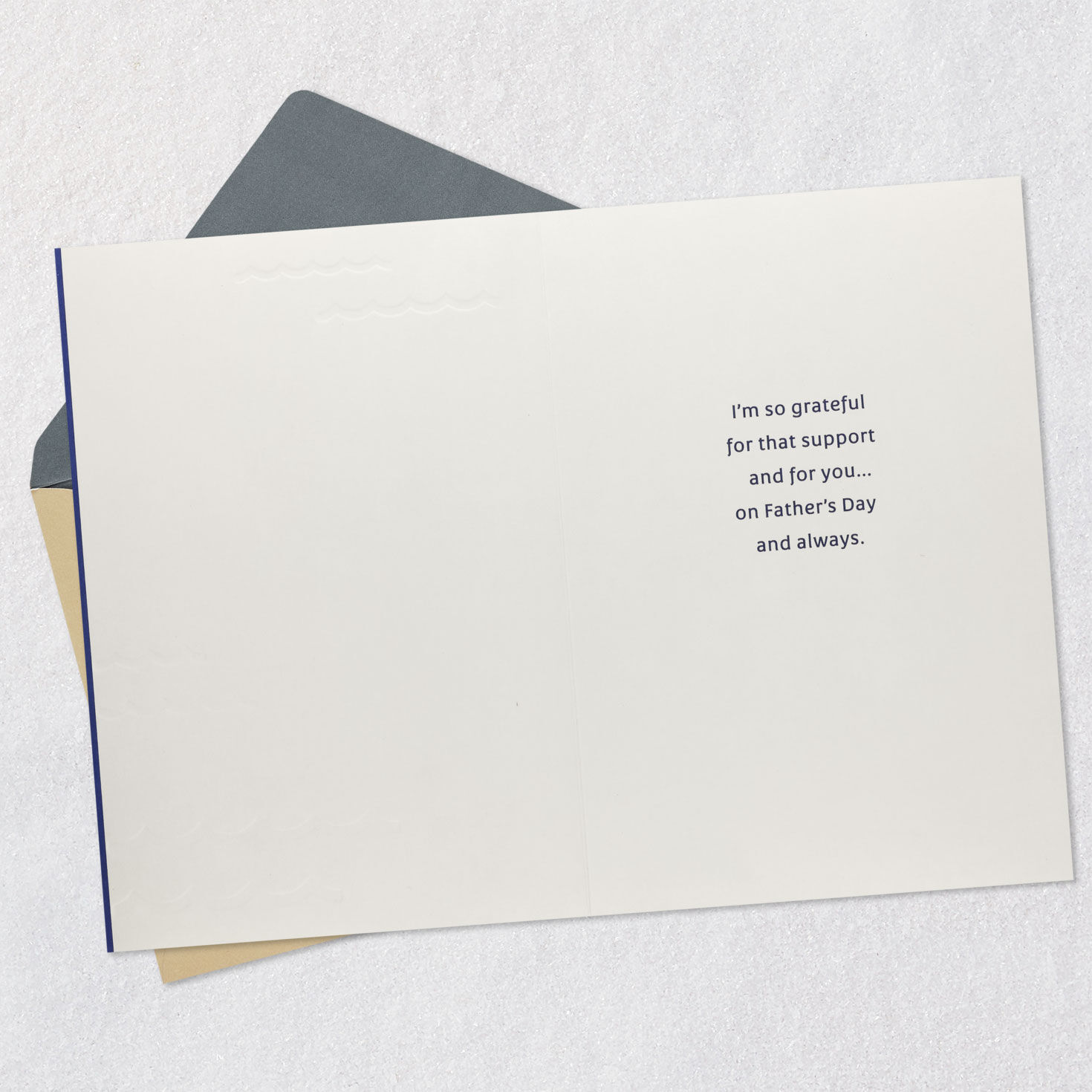 Gold Ship Anchor on Navy Father's Day Card Open card with envelope image number 3