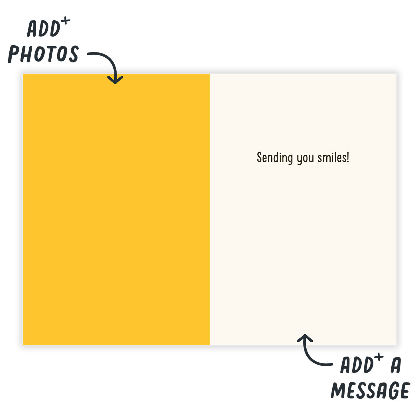 Yellow With Black Smiley Face Personalized Card Open Card indicating personalization image number 3