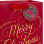 Gold Merry Christmas on Dark Red Medium Gift Bag Handle Detail image number 4