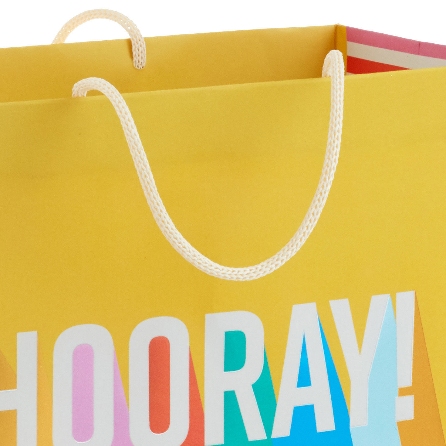 Hooray on Yellow Medium Horizontal Gift Bag Handel detail image number 4