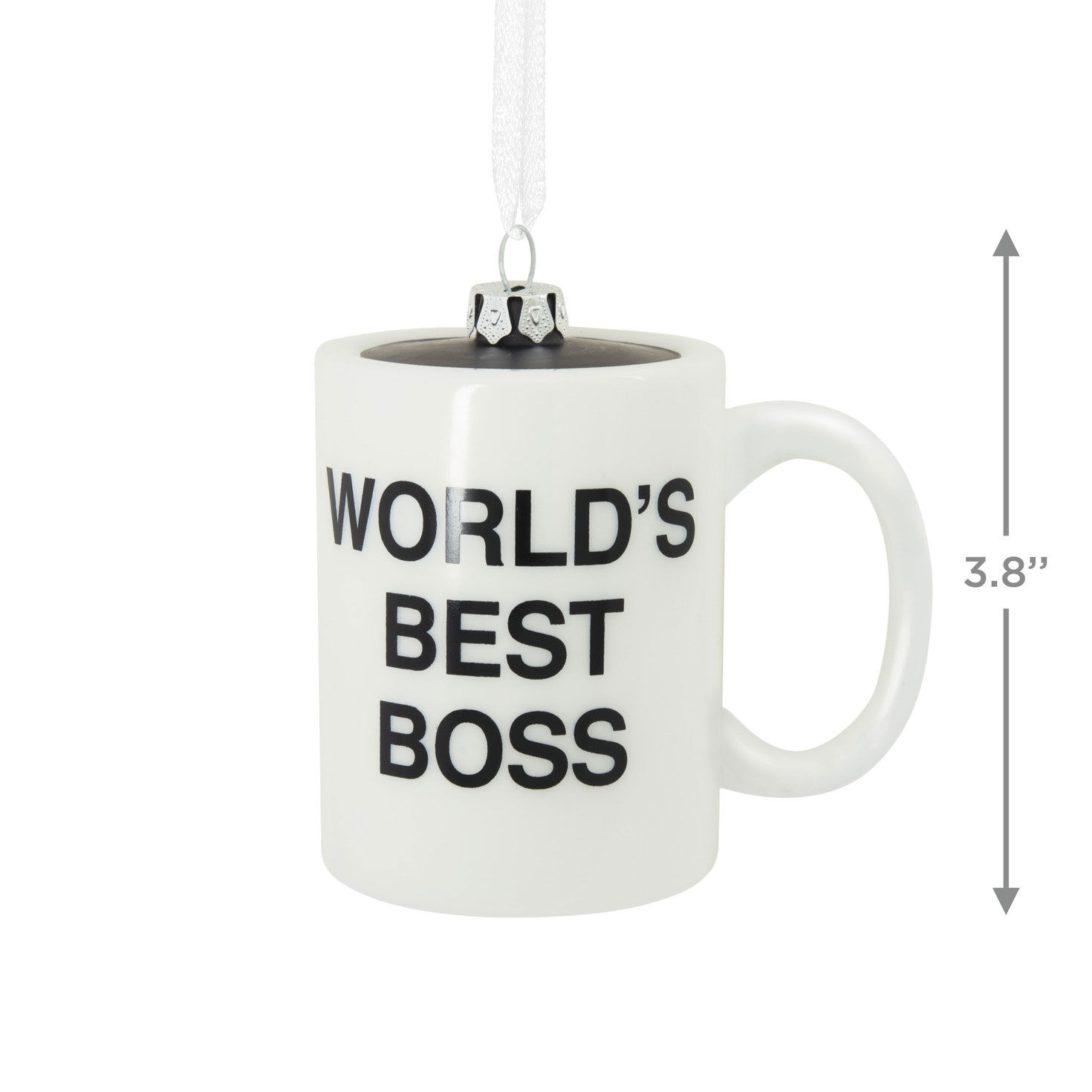 World's Best Boss Mug Glass Christmas Ornament measurement image number 3