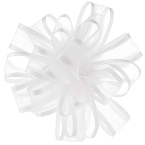 White Sheer Ribbon Gift Bow, 4.6", , large