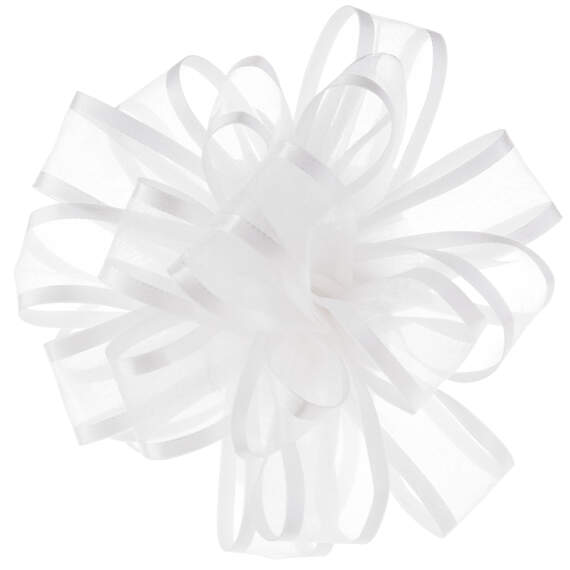 White Sheer Ribbon Gift Bow, 4.6", , large image number 1