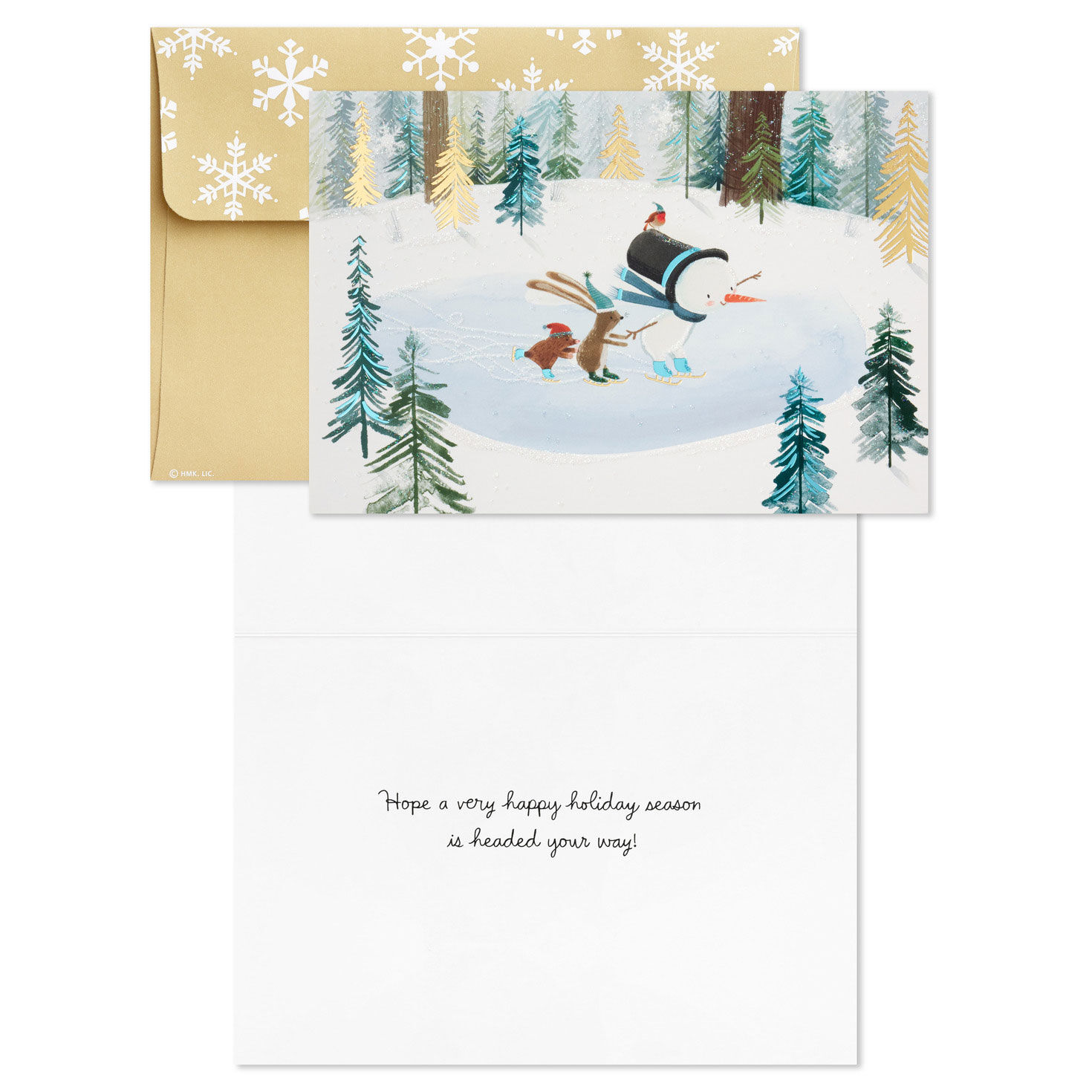 Snowman and Critters Ice Skating Boxed Christmas Cards, Pack of 16, , large image number 3