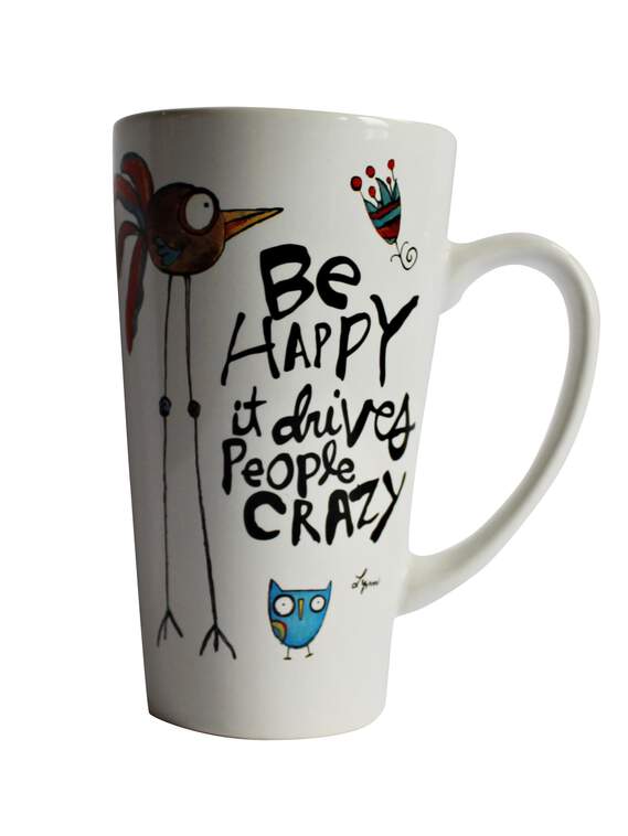 Be Happy Latte Mug, 16 oz., , large image number 1