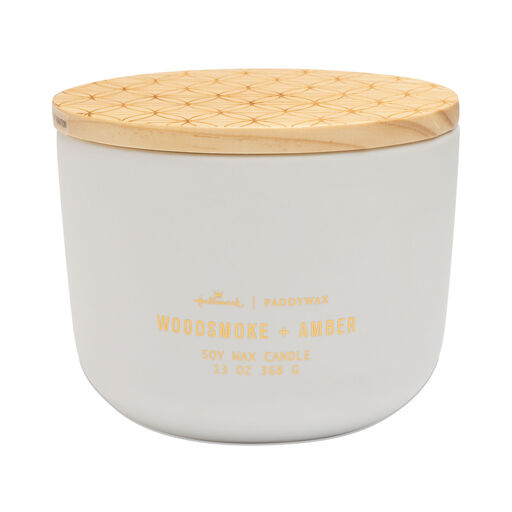 Paddywax Woodsmoke & Amber 3-Wick Ceramic Candle, 13 oz., 