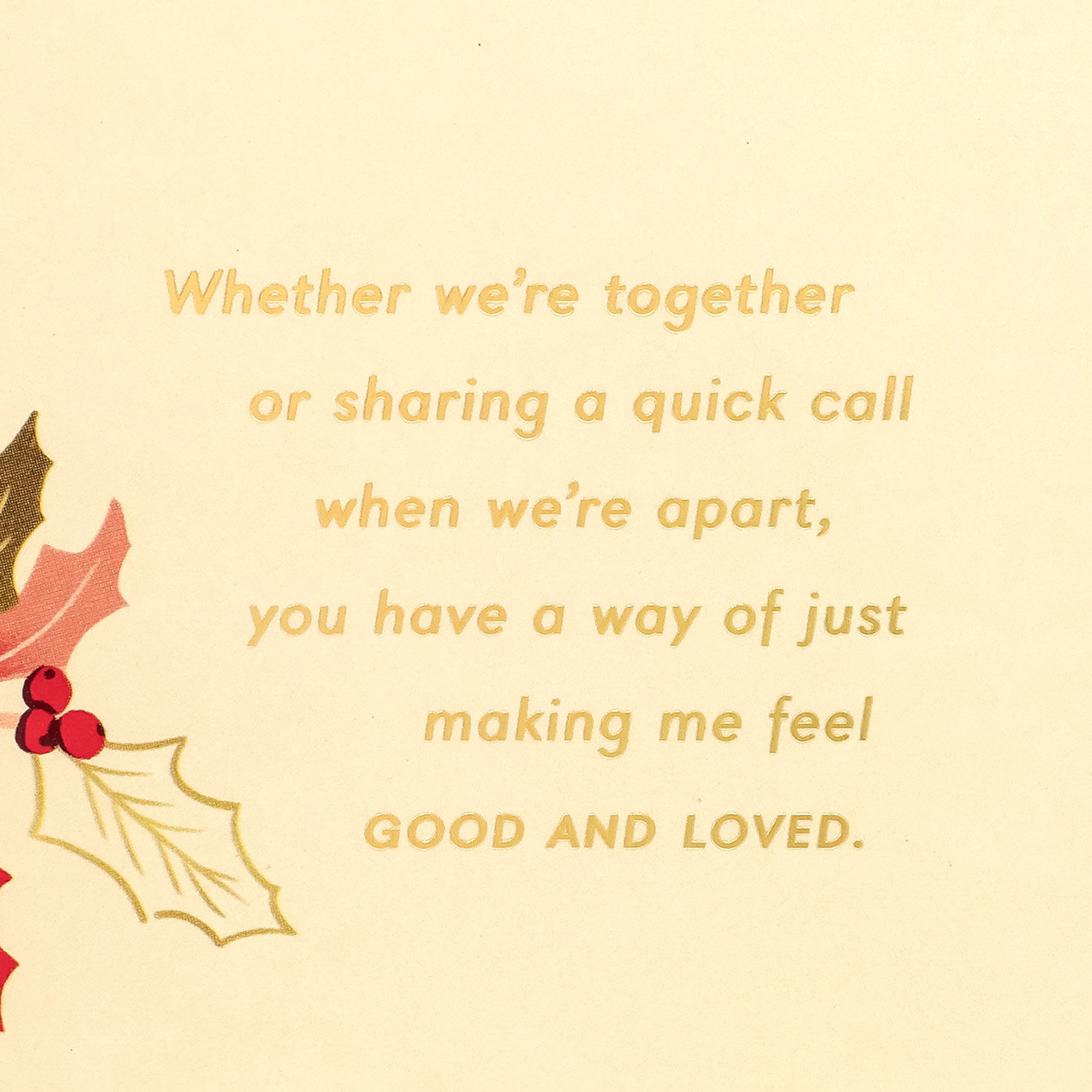 Red and Gold Holly Christmas Card for Mom sentiment image number 2