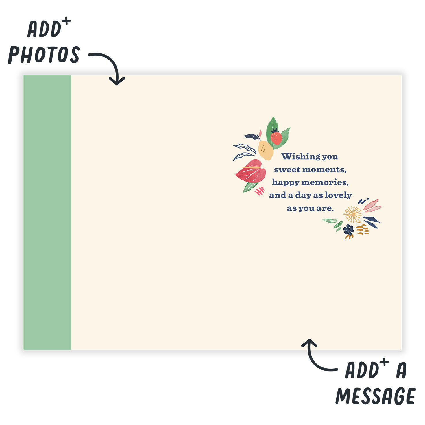 Graphic Letters Floral Personalized Mother's Day Card Open Card indicating personalization image number 3