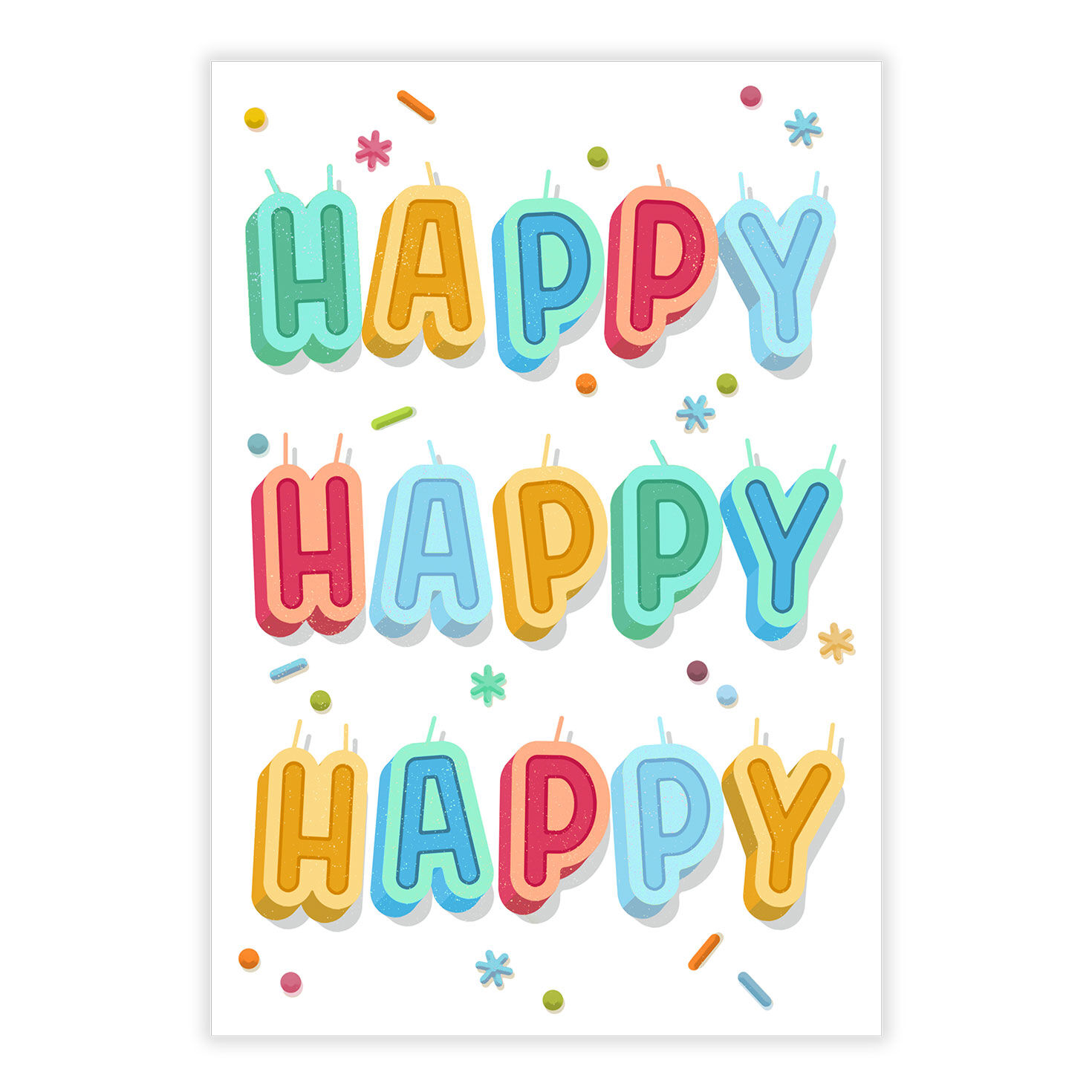 Happy Candle Letters Personalized Birthday Card front image number 2