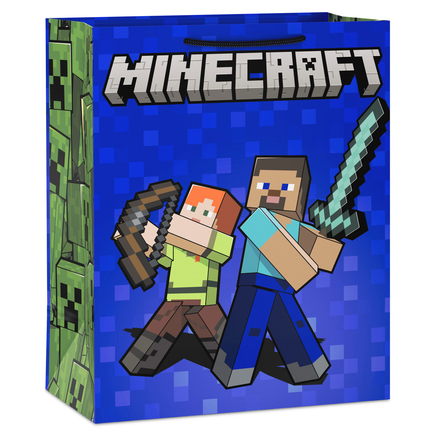 13" Minecraft Alex and Steve on Blue Large Gift Bag