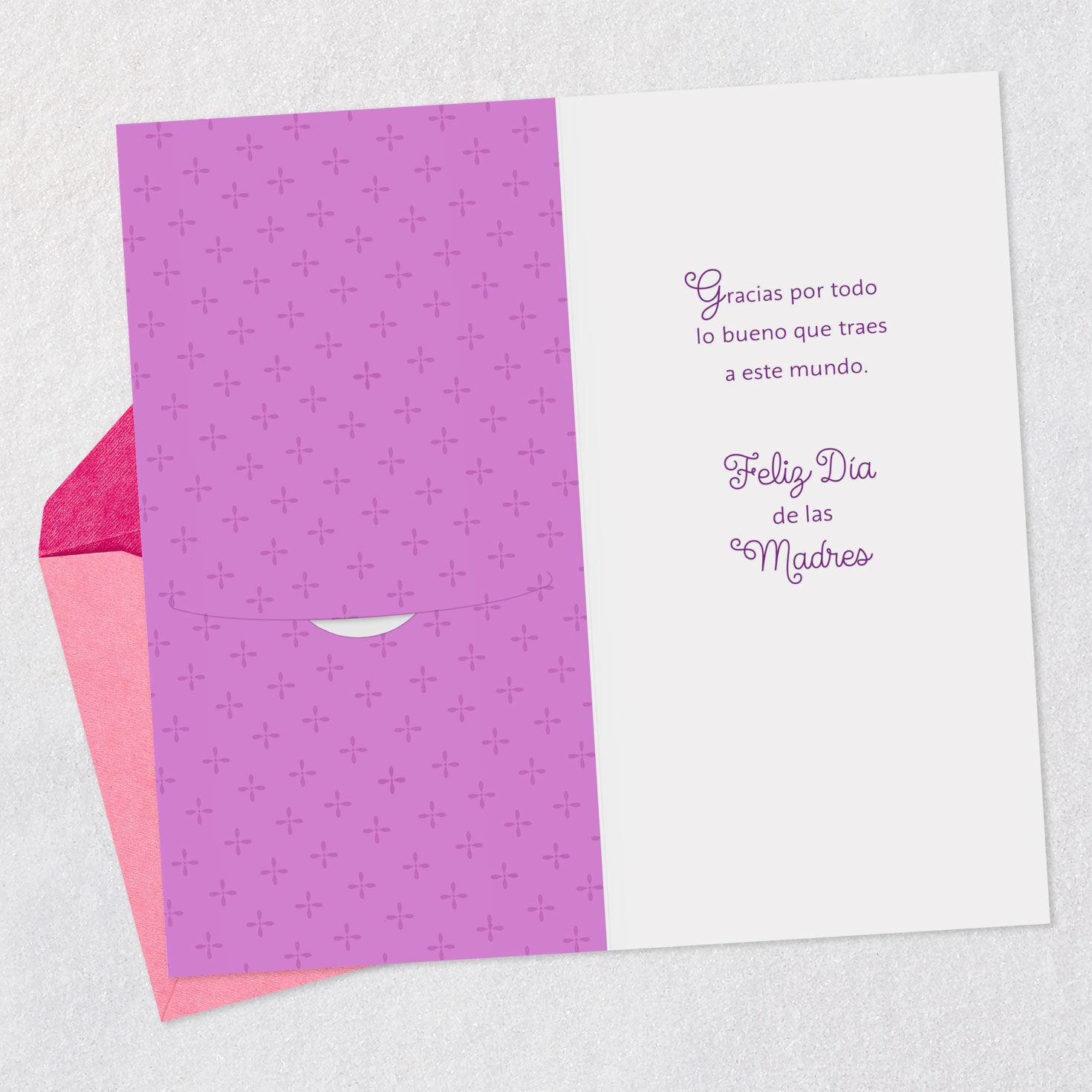 Gold and Purple Flowers Spanish Mother's Day Money Holder Open card with envelope image number 3