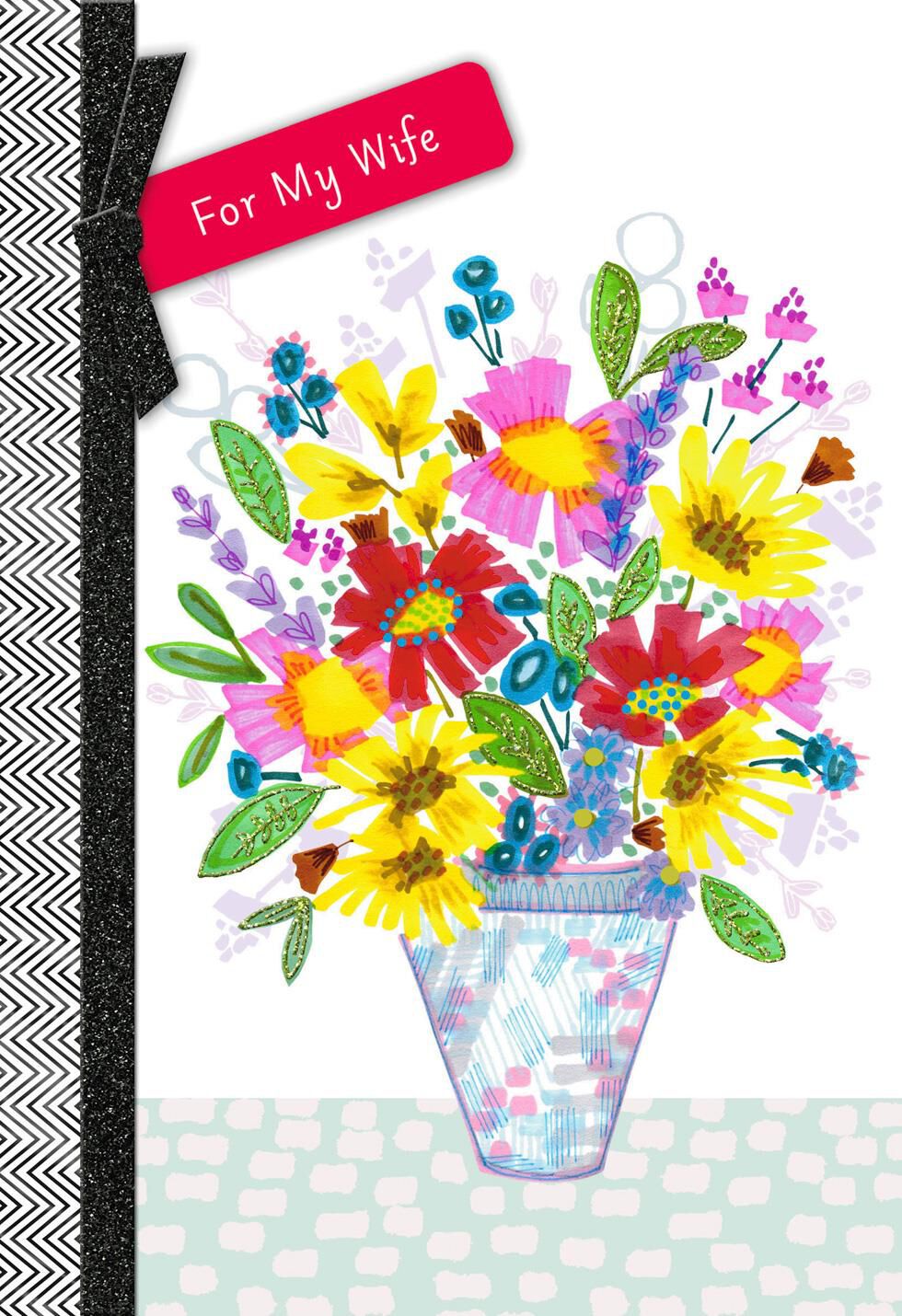 Vase of Flowers Mother's Day Card for Wife
