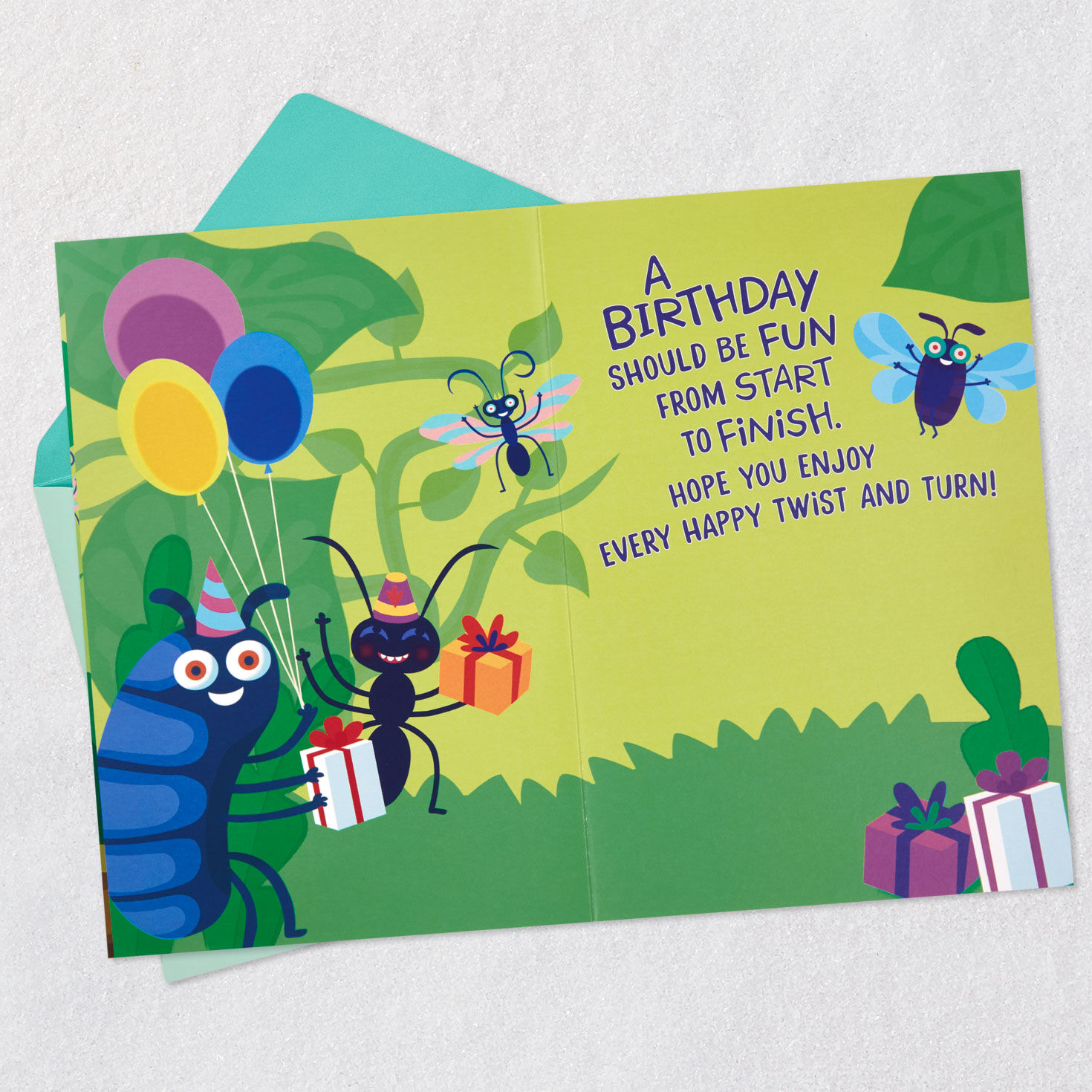 Roly Poly Ball Maze Game Birthday Card for Kids Open card with envelope image number 3