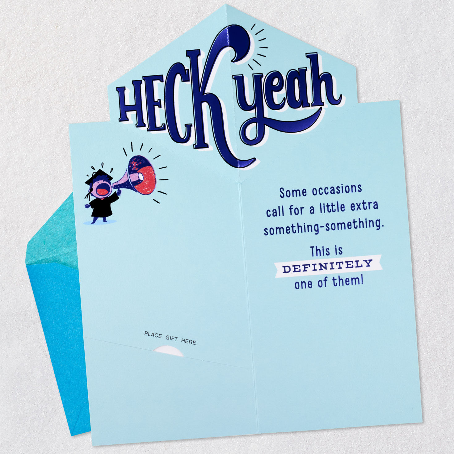 Grad With Megaphone Funny 2026 Graduation Money Holder Open Card with Envelope image number 2