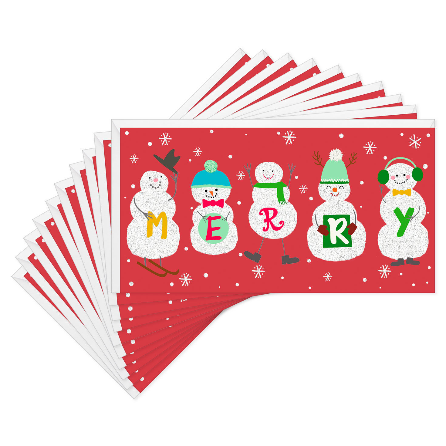 Merry Snowmen Money Holder Christmas Cards, Pack of 10