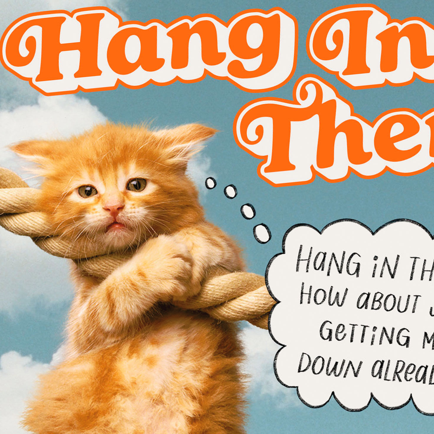 Kitty Hanging Onto Rope Encouragement Card Card Front Detail image number 4