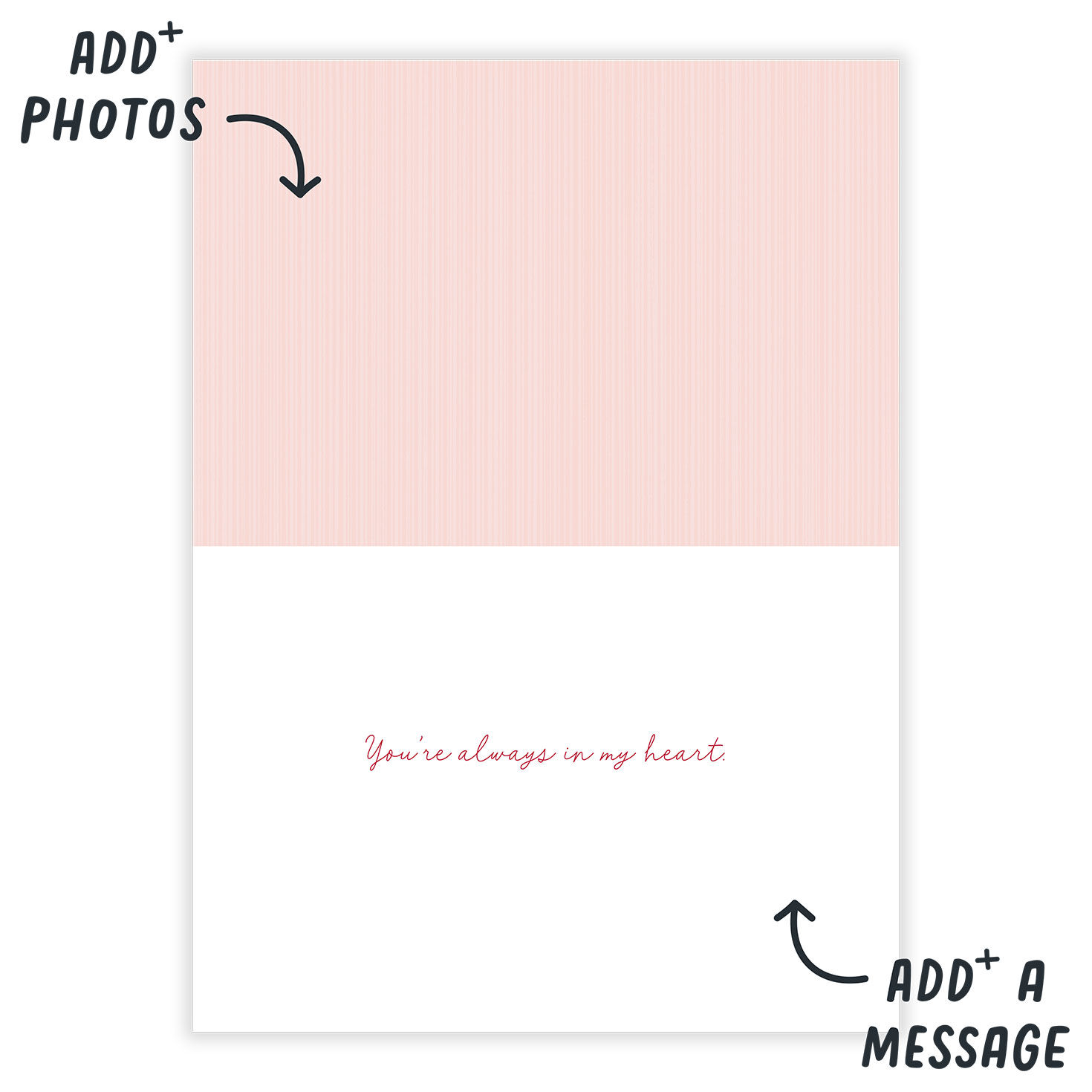 Heart Locket Personalized Valentine's Day Card Open Card indicating personalization image number 3